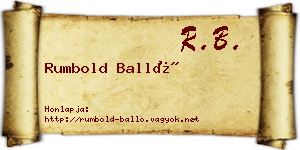 Rumbold Balló névjegykártya